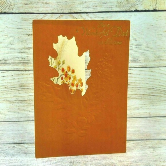 For a Wonderful Dad On His Birthday Greeting Card Leaves Art Paint Vintage Card - Picture 7 of 10